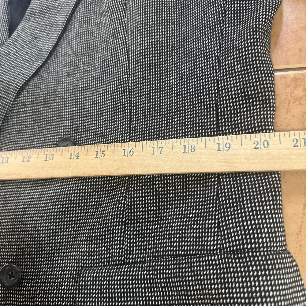 VTG Bespoke Hart Schaffner Marx Double Breasted Blazer Jacket Gray Silk Wool 42L